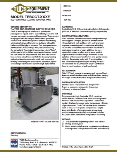 Tucs TEBCCT-XXXE Sous-Vide Tank